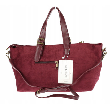 Torebka Damska shopper zamszowa torebka jamnik włoska marka 1255 Bordowa