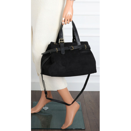 Torebka Damska shopper zamszowa torebka jamnik włoska marka 1255 Czarna