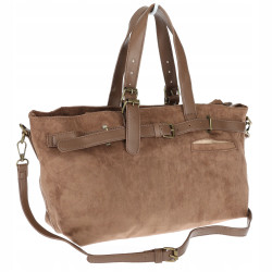 Torebka Damska shopper zamszowa torebka jamnik włoska marka 1255 Beżowa