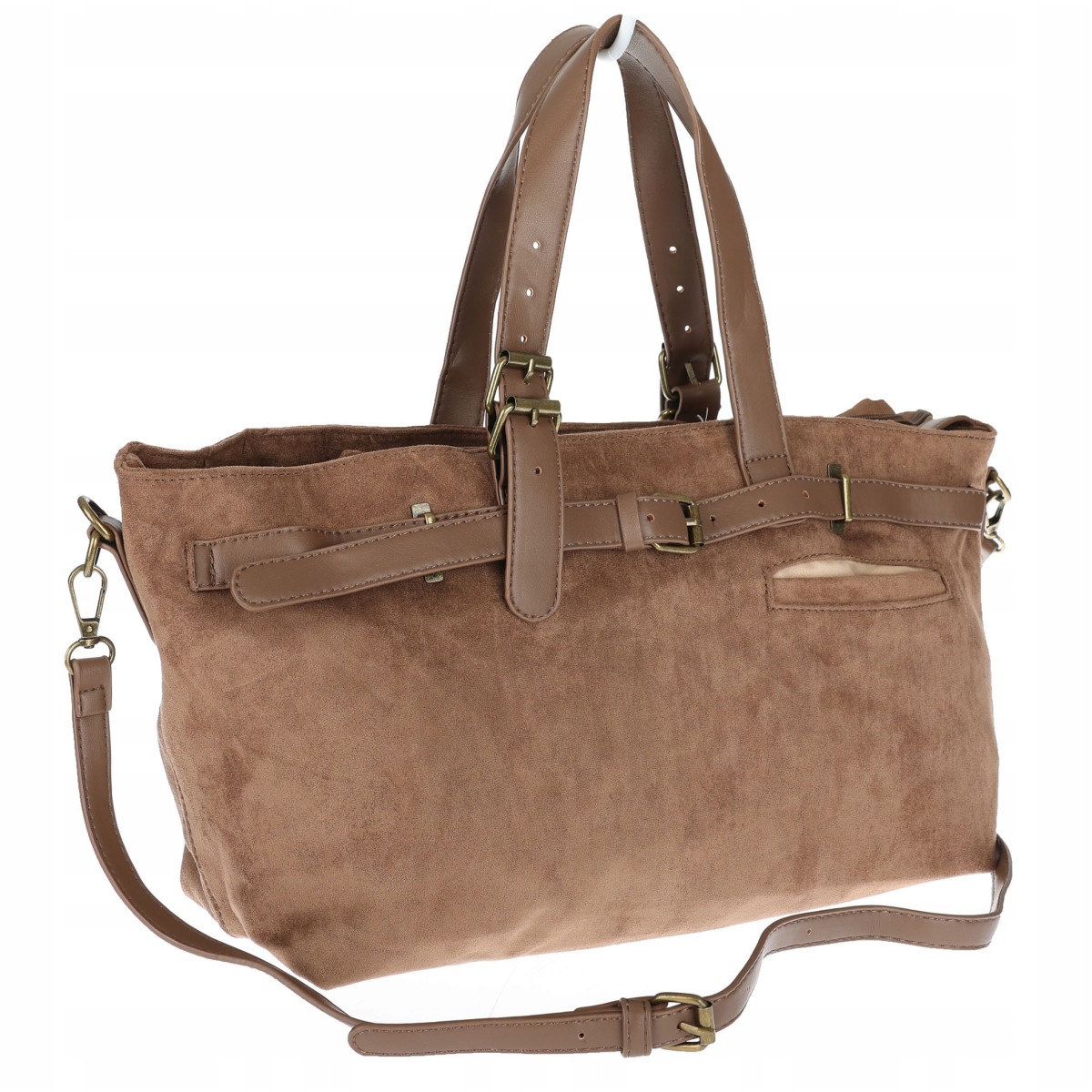 Torebka Damska shopper zamszowa torebka jamnik włoska marka 1255 Beżowa