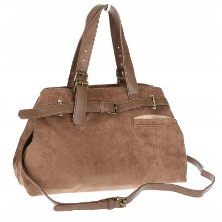 Torebka Damska shopper zamszowa torebka jamnik włoska marka 1255 Beżowa