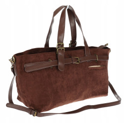 Torebka Damska shopper zamszowa torba jamnik włoska marka 1255 Czekoladowa