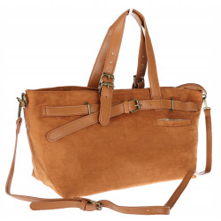 Torebka Damska shopper zamszowa torebka jamnik włoska marka 1255 Brązowa