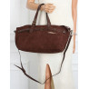 Torebka Damska shopper zamszowa torba jamnik włoska marka 1255 Czekoladowa