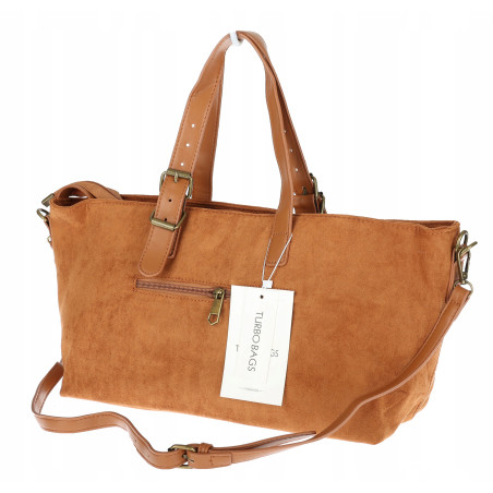 Torebka Damska shopper zamszowa torebka jamnik włoska marka 1255 Brązowa