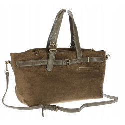 Torebka Damska shopper zamszowa torebka jamnik włoska marka 1255 Zielona