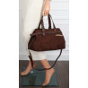Torebka Damska shopper zamszowa torba jamnik włoska marka 1255 Czekoladowa