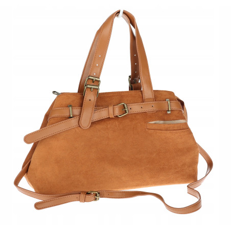 Torebka Damska shopper zamszowa torebka jamnik włoska marka 1255 Brązowa