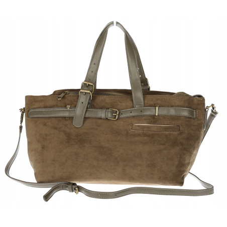 Torebka Damska shopper zamszowa torebka jamnik włoska marka 1255 Zielona