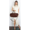 Torebka Damska shopper zamszowa torba jamnik włoska marka 1255 Czekoladowa