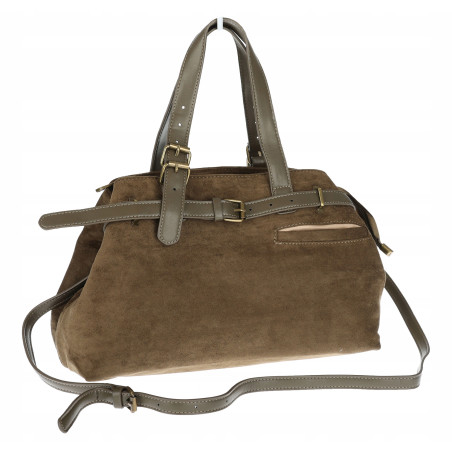 Torebka Damska shopper zamszowa torebka jamnik włoska marka 1255 Zielona