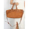 Torebka Damska shopper zamszowa torebka jamnik włoska marka 1255 Brązowa
