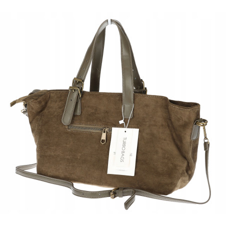 Torebka Damska shopper zamszowa torebka jamnik włoska marka 1255 Zielona