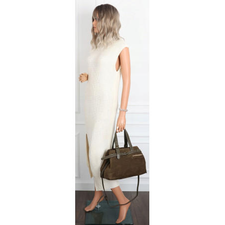 Torebka Damska shopper zamszowa torebka jamnik włoska marka 1255 Zielona