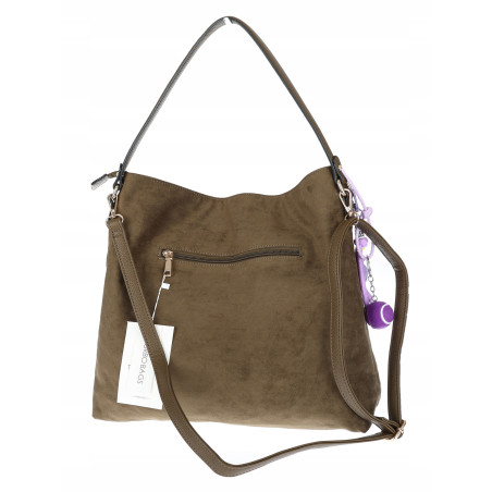 Torebka Damska shopper zamszowa torebka worek włoska marka 8251 Zielona