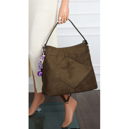 Torebka Damska shopper zamszowa torebka worek włoska marka 8251 Zielona