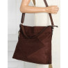 Torebka Damska shopper zamszowa torebka worek włoska marka 8251 Czekoladowa