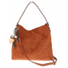 Torebka Damska shopper zamszowa torebka worek włoska marka 8251 Brązowa