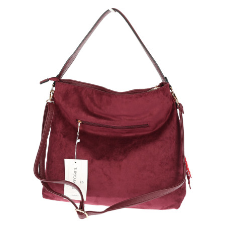 Torebka Damska shopper zamszowa torebka worek włoska marka 8251 Bordowa