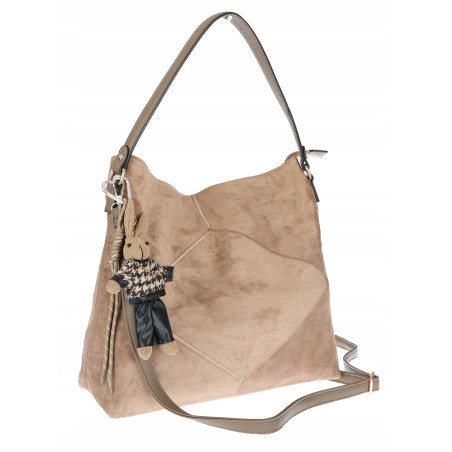 Torebka Damska shopper zamszowa torebka worek włoska marka 8251 Beżowa