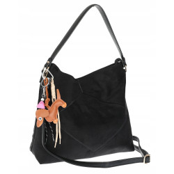 Torebka Damska shopper zamszowa torebka worek włoska marka 8251 Czarna