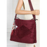 Torebka Damska shopper zamszowa torebka worek włoska marka 8251 Bordowa