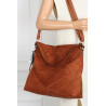 Torebka Damska shopper zamszowa torebka worek włoska marka 8251 Brązowa