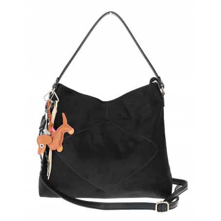 Torebka Damska shopper zamszowa torebka worek włoska marka 8251 Czarna