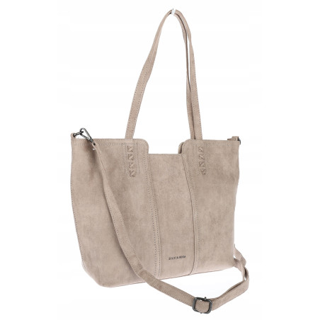 Torebka damska shopper worek zamsz A4 elegancka duża lekka torba H087 Szara