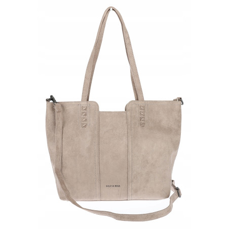 Torebka damska shopper worek zamsz A4 elegancka duża lekka torba H087 Szara