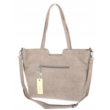Torebka damska shopper worek zamsz A4 elegancka duża lekka torba H087 Szara