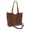 Torebka damska shopper worek zamsz elegancka lekka torba H087 Czekoladowa