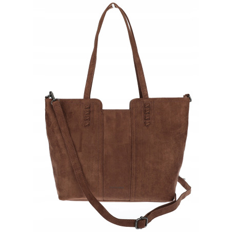 Torebka damska shopper worek zamsz elegancka lekka torba H087 Czekoladowa