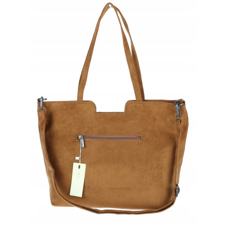 Torebka damska shopper worek zamsz elegancka duża lekka torba H087 Brązowa