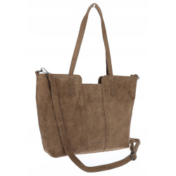 Torebka damska shopper worek zamsz elegancka duża lekka torba H087 Brązowa
