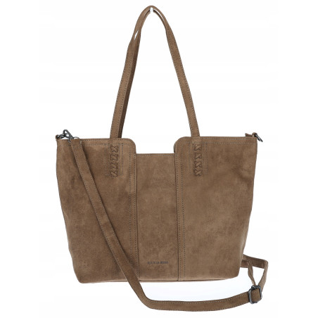 Torebka damska shopper worek zamsz elegancka duża lekka torba H087 Brązowa