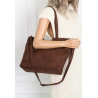 Torebka damska shopper worek zamsz elegancka lekka torba H087 Czekoladowa