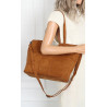 Torebka damska shopper worek zamsz elegancka duża lekka torba H087 Brązowa