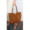 Torebka damska shopper worek zamsz elegancka duża lekka torba H087 Brązowa