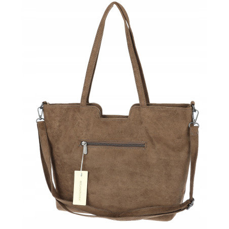Torebka damska shopper worek zamsz elegancka duża lekka torba H087 Brązowa