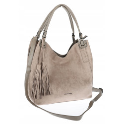 Torebka damska shopper worek zamsz A4 elegancka lekka torba S3999 Szara