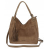 Torebka damska shopper worek zamsz A4 elegancka lekka torba S3999 Brązowa
