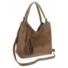 Torebka damska shopper worek zamsz A4 elegancka lekka torba S3999 Brązowa