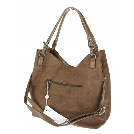 Torebka damska shopper worek zamsz A4 elegancka lekka torba S3999 Brązowa