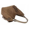 Torebka damska shopper worek zamsz A4 elegancka lekka torba S3999 Brązowa