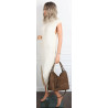 Torebka damska shopper worek zamsz A4 elegancka lekka torba S3999 Brązowa