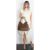 Torebka damska shopper worek zamsz A4 elegancka lekka torba S3999 Brązowa