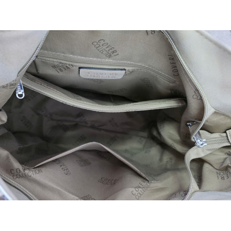 Torebka damska shopper worek zamsz A4 elegancka lekka torba S3999 Brązowa
