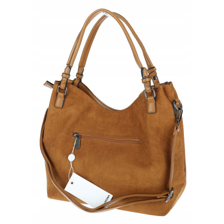 Torebka damska shopper worek zamsz A4 elegancka lekka torba S3999 Brązowa