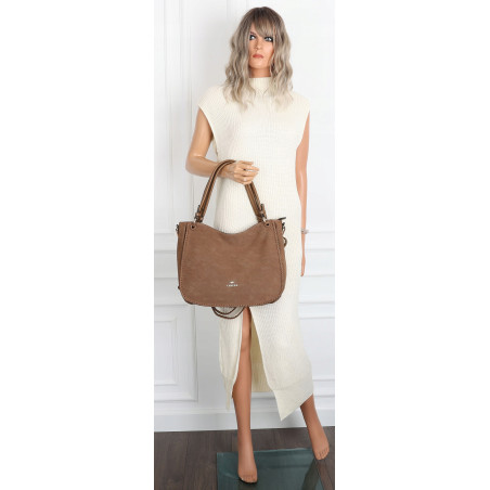 Torebka Damska Worek shopper włoska marka CHARRO pojemna CH3314 Brązowa